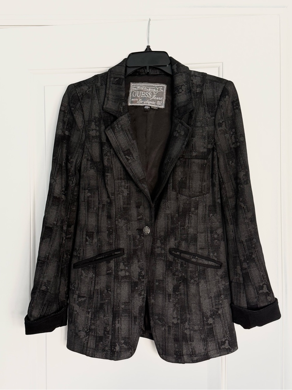 Black & Gray Textured Women's Blazer Jacket